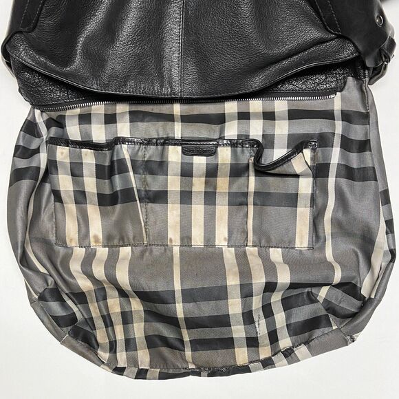 Burberry Black Pebbled Leather Hobo Shoulder Bag Zip Top Italy ITPELFAB12SCA - Picture 14 of 16